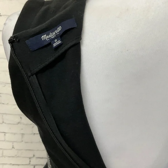 Madewell Black White Sleeveless Fit & Flare Dress Pockets Stretch Size 0 - Picture 8 of 11